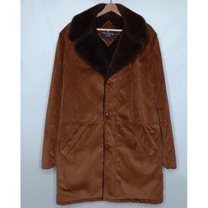 Vintage Westminster Club Mens 44 X Tall Coat Brown Corduroy Faux Fur Lined